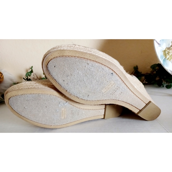 Guess Haleey Gold Metallic Espradrille Wedge Sandal